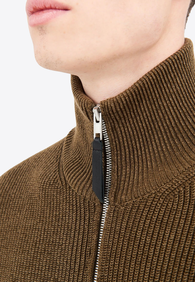 Maison Margiela High-Neck Zip-Up Cardigan Olive SI1HA0013S17781_728F