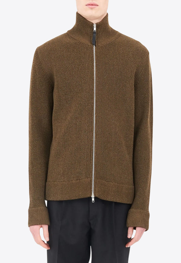 Maison Margiela High-Neck Zip-Up Cardigan Olive SI1HA0013S17781_728F