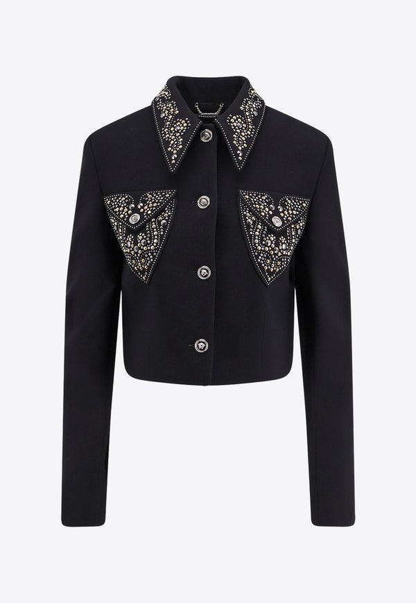 Versace Embellished Cropped Jacket Black 10213191A127891B000_Black_30005351