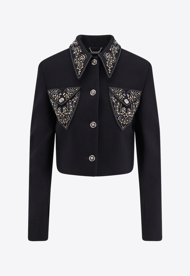 Versace Embellished Cropped Jacket Black 10213191A127891B000_Black_30005351