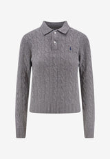 Polo Ralph Lauren Cable Knit Logo Polo Sweater Gray 211972132500_Gray heather_29846410