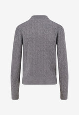Polo Ralph Lauren Cable Knit Logo Polo Sweater Gray 211972132500_Gray heather_29846410