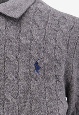 Polo Ralph Lauren Cable Knit Logo Polo Sweater Gray 211972132500_Gray heather_29846410