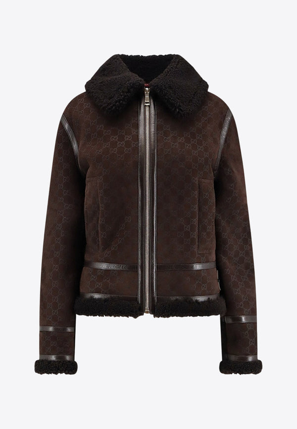 Gucci GG Supreme Zip-Up Suede Jacket Brown 835526XSAGB2037_Brown_29852005