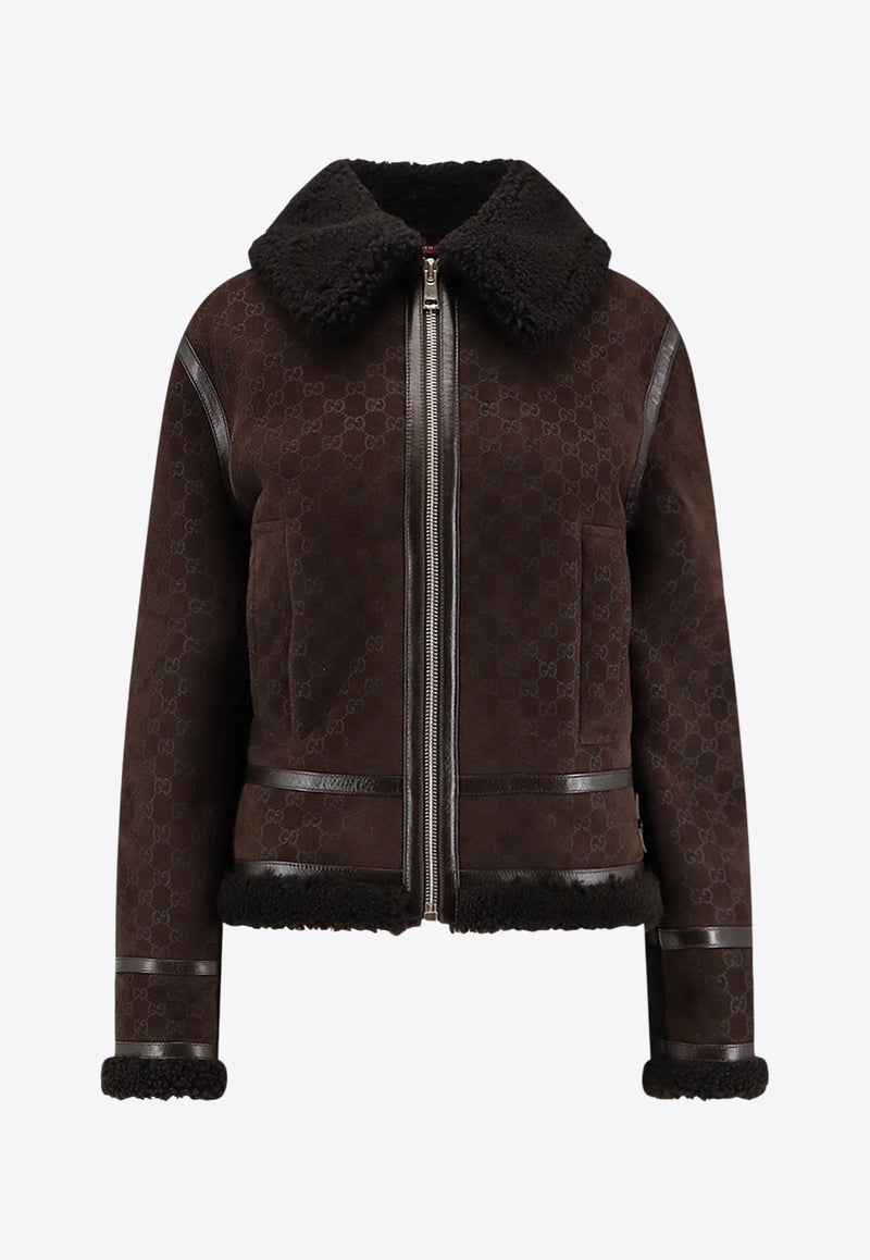 Gucci GG Supreme Zip-Up Suede Jacket Brown 835526XSAGB2037_Brown_29852005