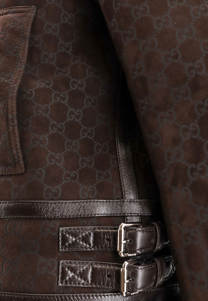 Gucci GG Supreme Zip-Up Suede Jacket Brown 835526XSAGB2037_Brown_29852005