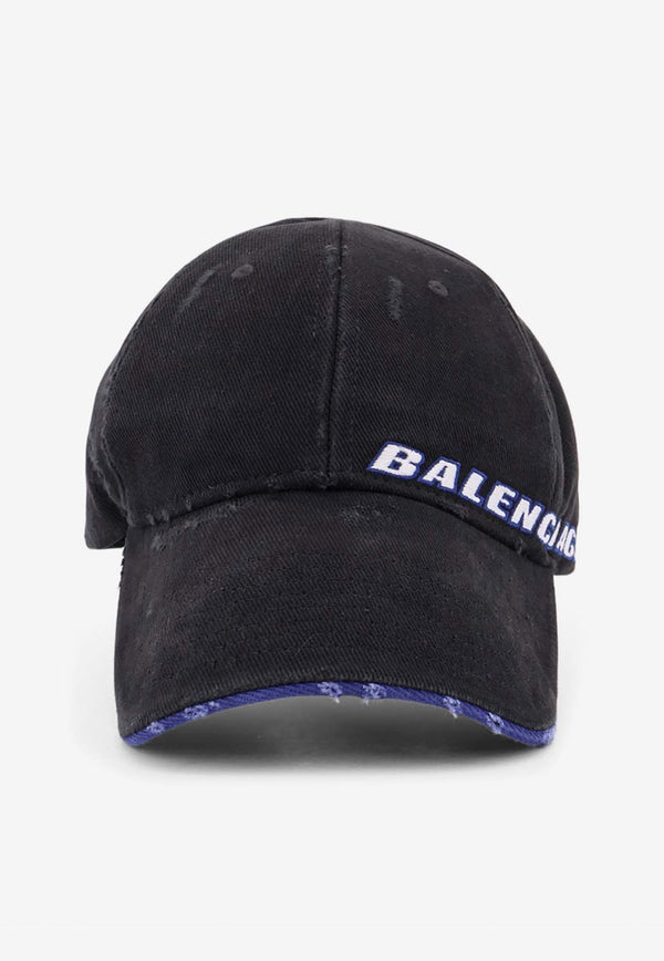 Balenciaga Distressed Logo Baseball Cap Black 854036410B21000_Black_30893729