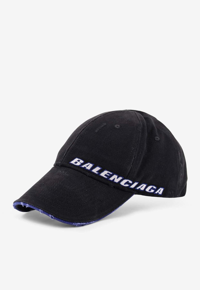 Balenciaga Distressed Logo Baseball Cap Black 854036410B21000_Black_30893729