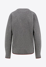 Gucci V-neck Wool Cardigan Gray 835979XKEX61073_DUSTY DARK GREY/MC_29850551