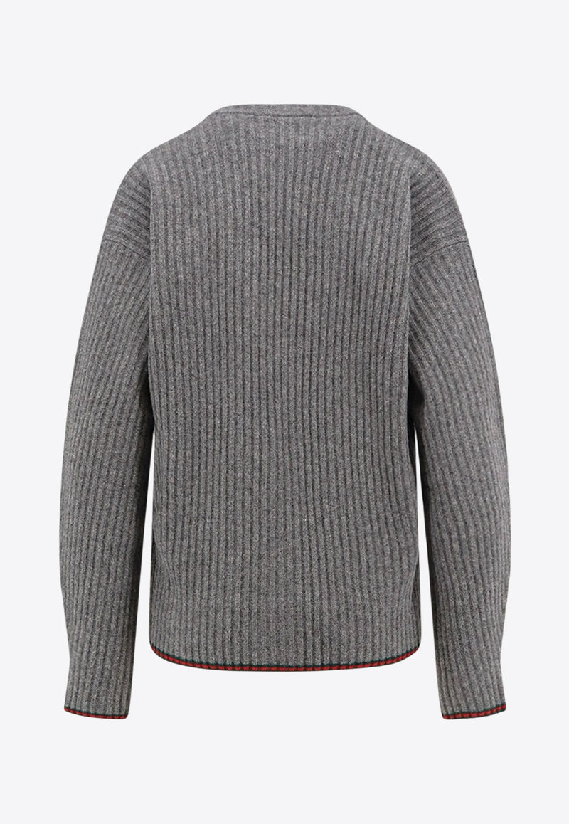 Gucci V-neck Wool Cardigan Gray 835979XKEX61073_DUSTY DARK GREY/MC_29850551