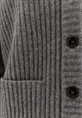 Gucci V-neck Wool Cardigan Gray 835979XKEX61073_DUSTY DARK GREY/MC_29850551