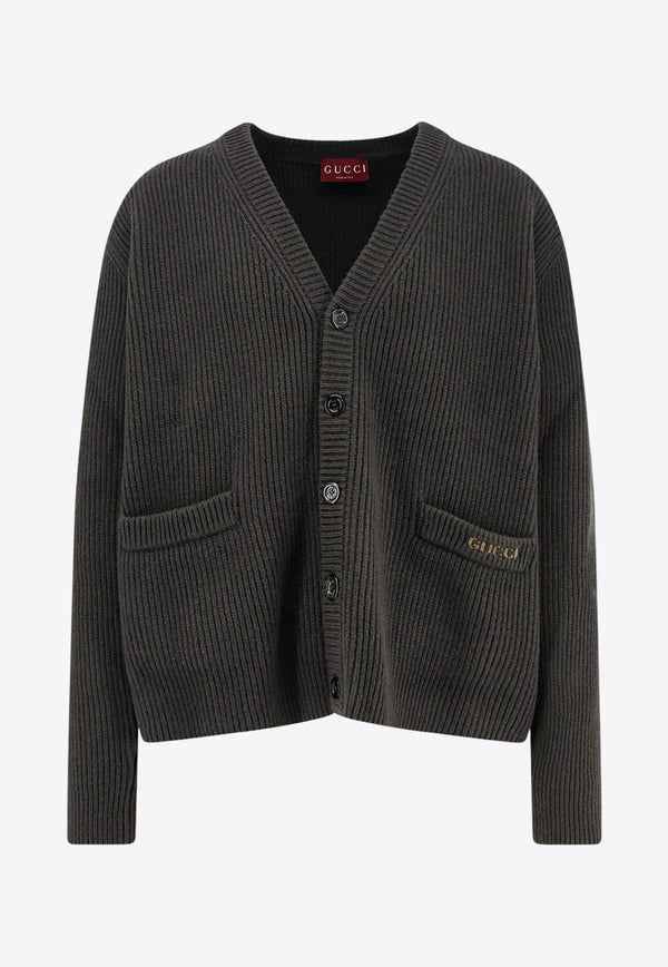 Gucci Ribbed Knit Wool Cardigan Gray 833501XKEYK3019_MILITARY GREEN/GREEN_29853942