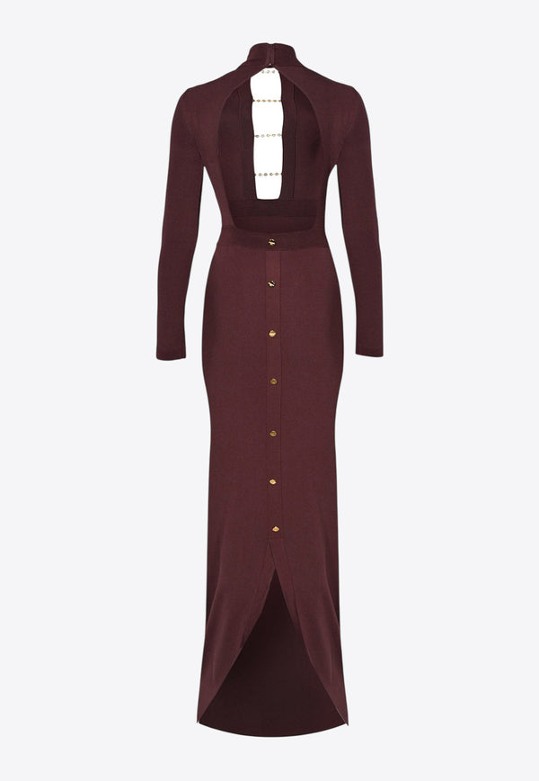 Elisabetta Franchi Knit Maxi Dress with Cut-Out Merlot AM29S57E2EA4_Merlot_29841918