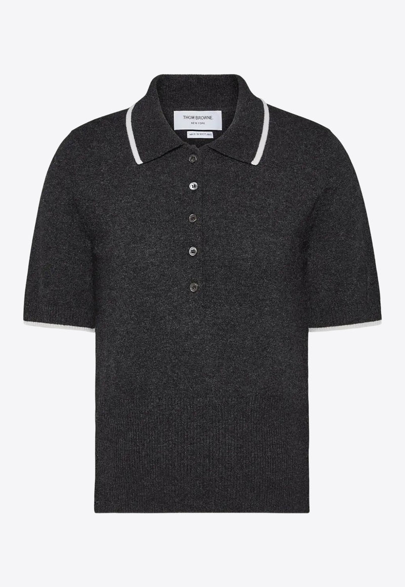 Thom Browne 65 Jersey Intarsia Polo T-shirt Gray FKP127AY2001_025