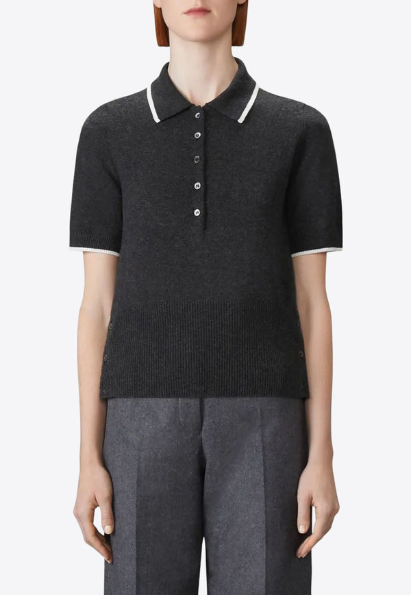 Thom Browne 65 Jersey Intarsia Polo T-shirt Gray FKP127AY2001_025