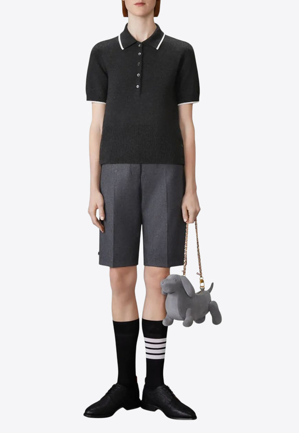 Thom Browne 65 Jersey Intarsia Polo T-shirt Gray FKP127AY2001_025