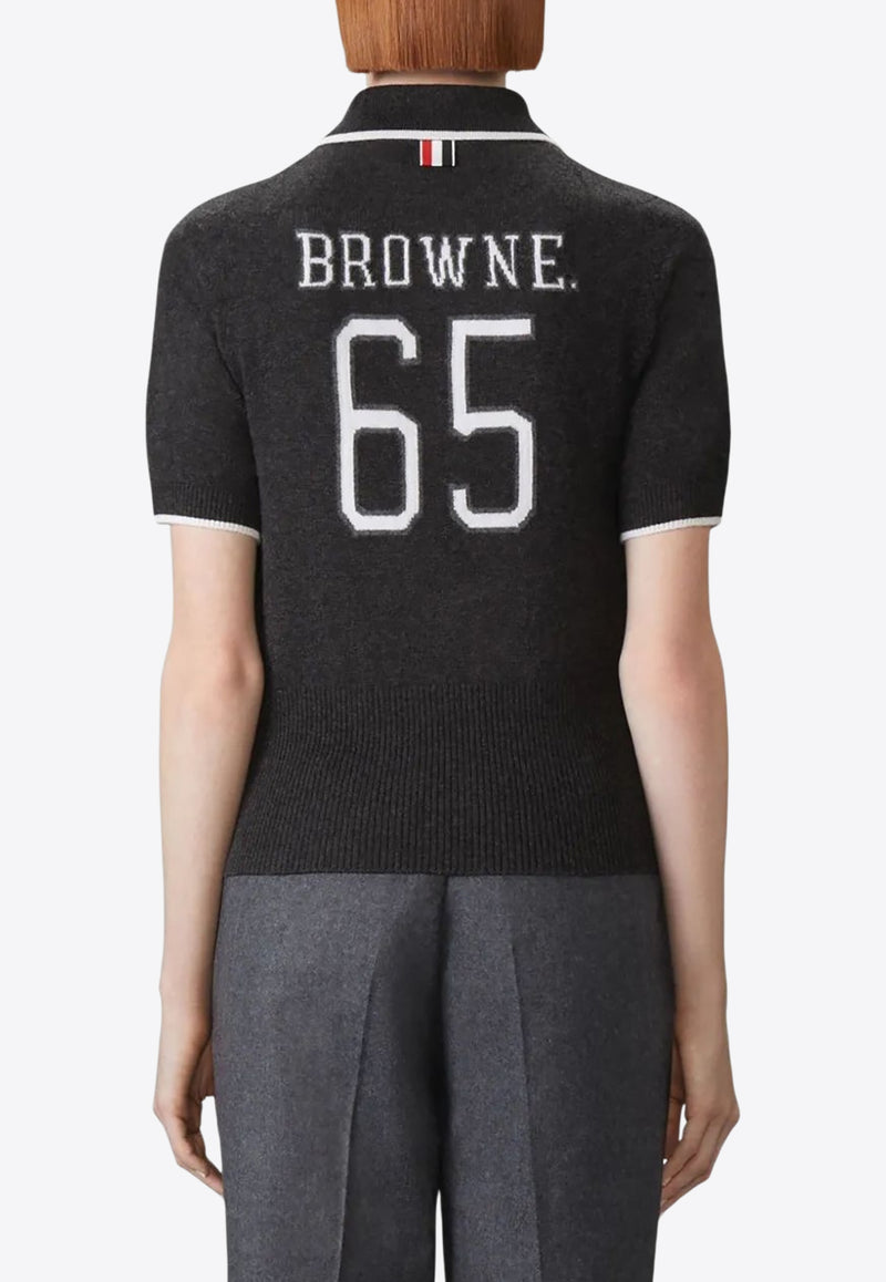 Thom Browne 65 Jersey Intarsia Polo T-shirt Gray FKP127AY2001_025