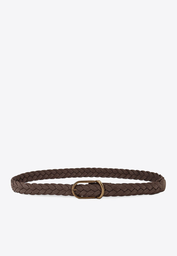 Brunello Cucinelli Woven Suede Belt Brown MAURP333C2637_Beige_34275692