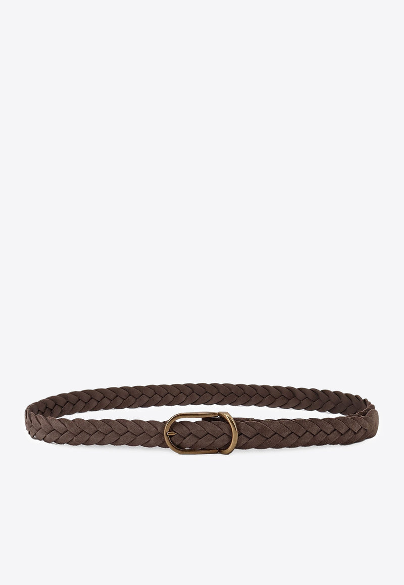 Brunello Cucinelli Woven Suede Belt Brown MAURP333C2637_Beige_34275692
