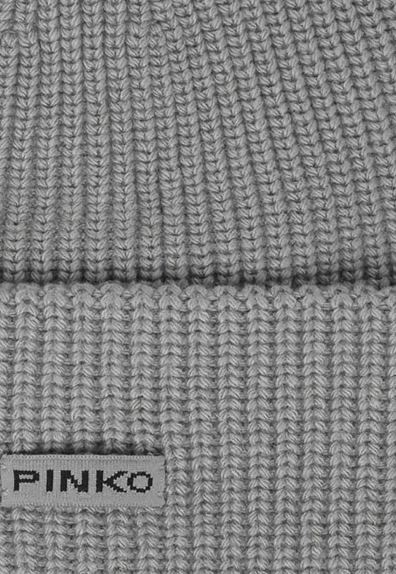 PINKO Logo Label Ribbed Beanie Gray 105993A2Z4_II2