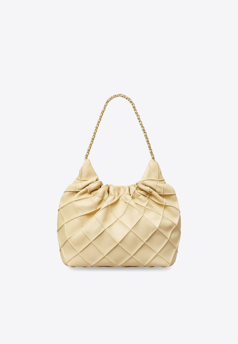 Tory Burch Mini Fleming Leather Hobo Bag Yellow 162451700_Vanilla Soft Serve_29840384