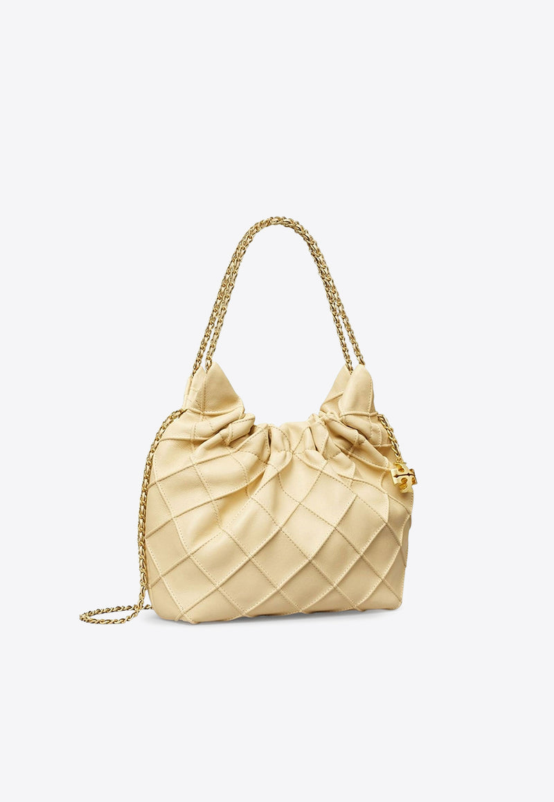 Tory Burch Mini Fleming Leather Hobo Bag Yellow 162451700_Vanilla Soft Serve_29840384