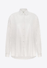 Dries Van Noten Striped Long-Sleeved Shirt White 2520107002021509_Blue_29842537