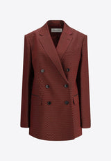 Dries Van Noten Bafya Double-Breasted Patterned Blazer Purple 2520104322350358_Purple_29842858