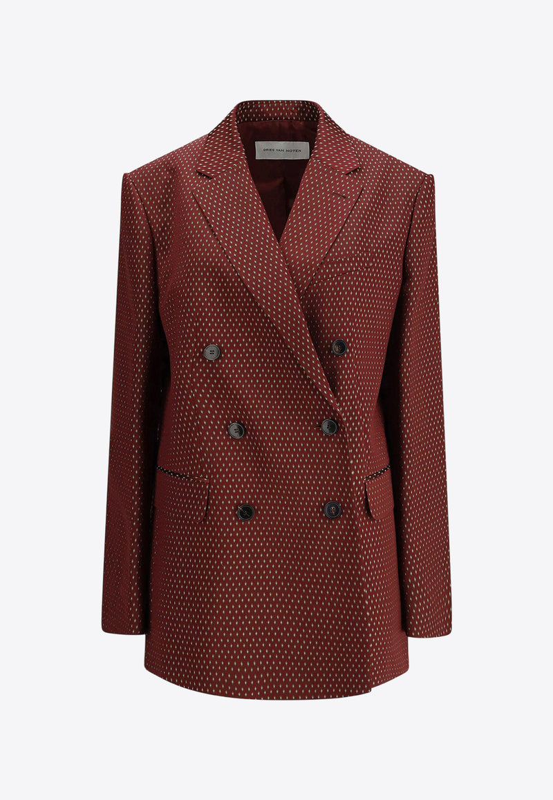 Dries Van Noten Bafya Double-Breasted Patterned Blazer Purple 2520104322350358_Purple_29842858