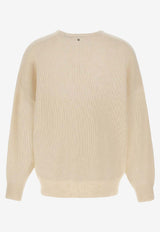 Hugo Boss V-neck Cropped Wool Sweater White 50550464118_OPEN WHITE_30893680