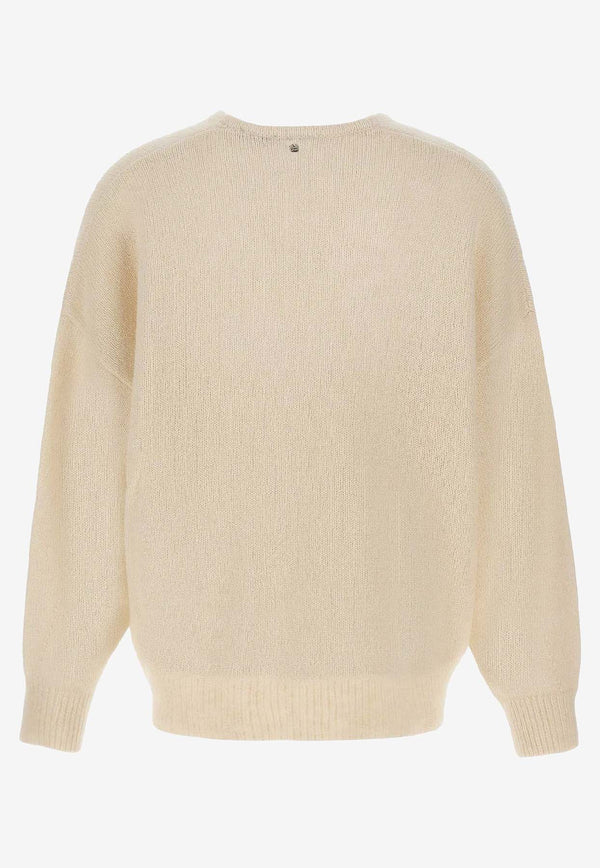 Hugo Boss V-neck Cropped Wool Sweater White 50550464118_OPEN WHITE_30893680