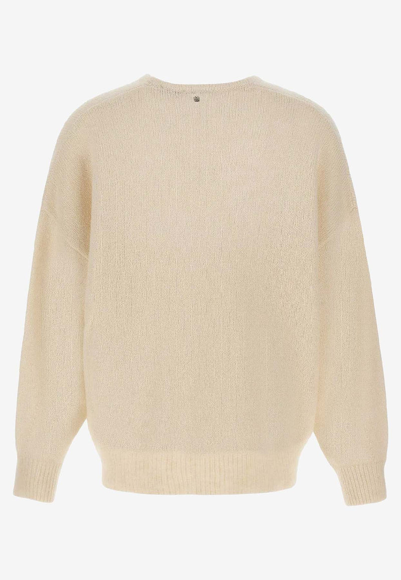 Hugo Boss V-neck Cropped Wool Sweater White 50550464118_OPEN WHITE_30893680