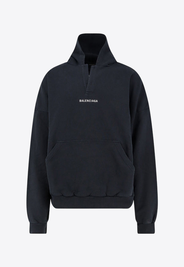 Balenciaga Logo Print Faded Hooded Sweatshirt Black 827939TTVJ21569_FADED BLACK/WHITE_30005112