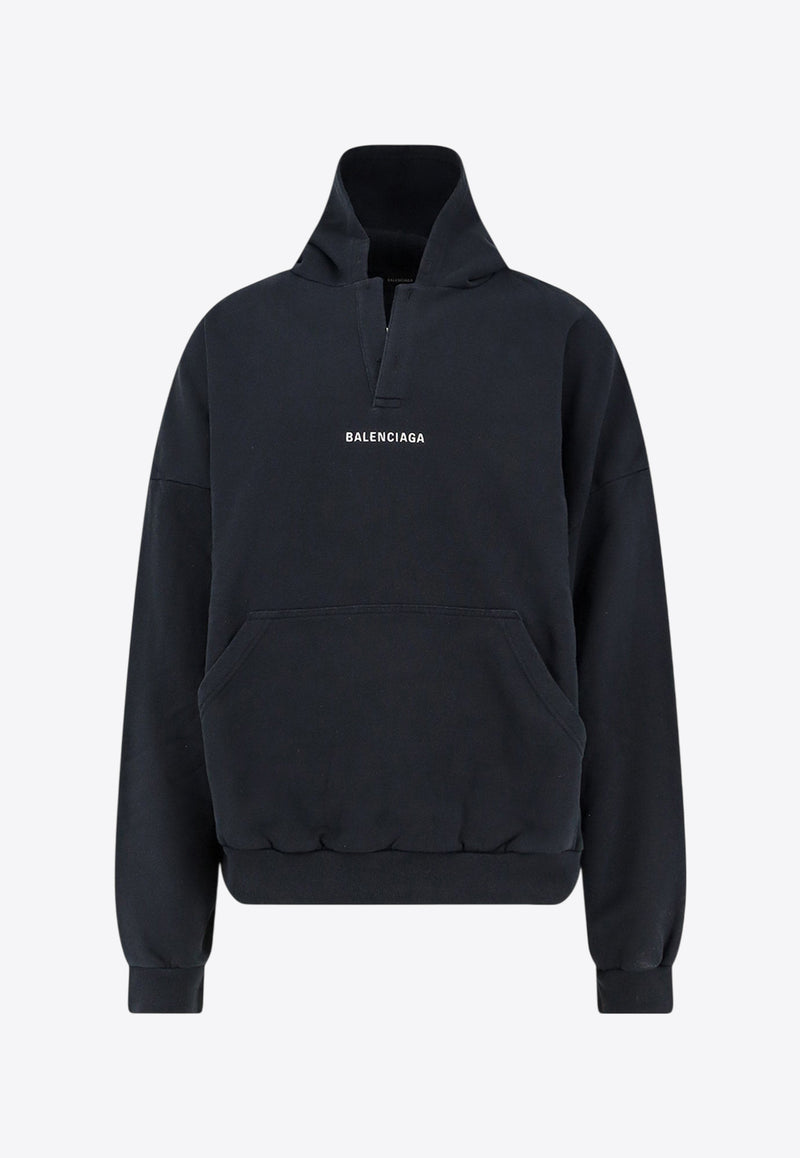 Balenciaga Logo Print Faded Hooded Sweatshirt Black 827939TTVJ21569_FADED BLACK/WHITE_30005112