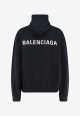 Balenciaga Logo Print Faded Hooded Sweatshirt Black 827939TTVJ21569_FADED BLACK/WHITE_30005112