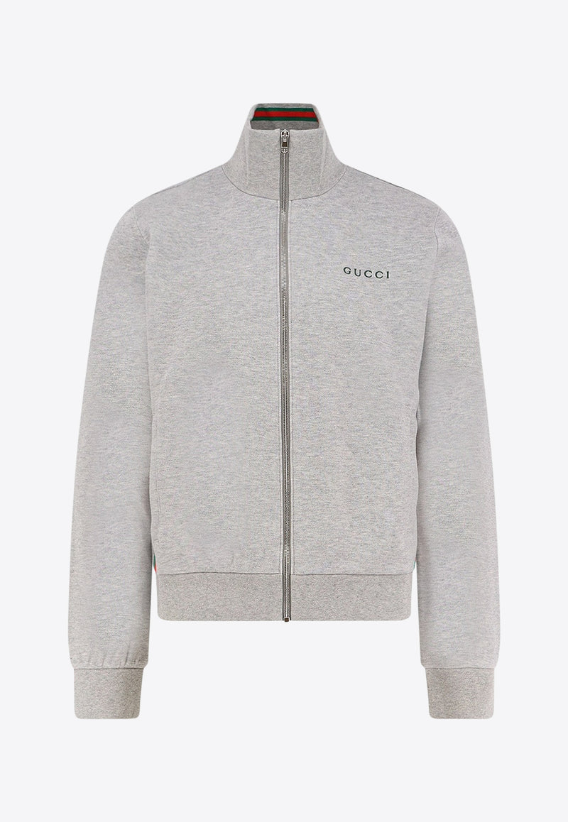Gucci Signature Web Zip-Up Sweatshirt Gray 828331XJHCX1183_LIGHT GREY MEL/MIX_29850538