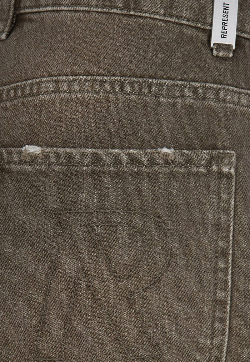 Represent Washed Straight-Leg Jeans Olive MLM10033359_WASHED OLIVE_29839763