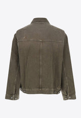 Represent Washed Denim Zip-Up Jacket Olive MLM10033659_WASHED OLIVE_29848372