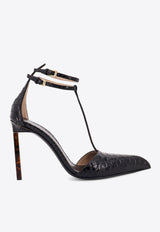 Tom Ford 105 T-strap Python Print Leather Pumps Black W3763LCL516P1N001_Black_30005242