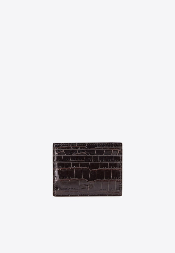 Tom Ford Croc-Embossed Leather Cardholder Brown Y0414LCL439S1B087_Brown_29847752