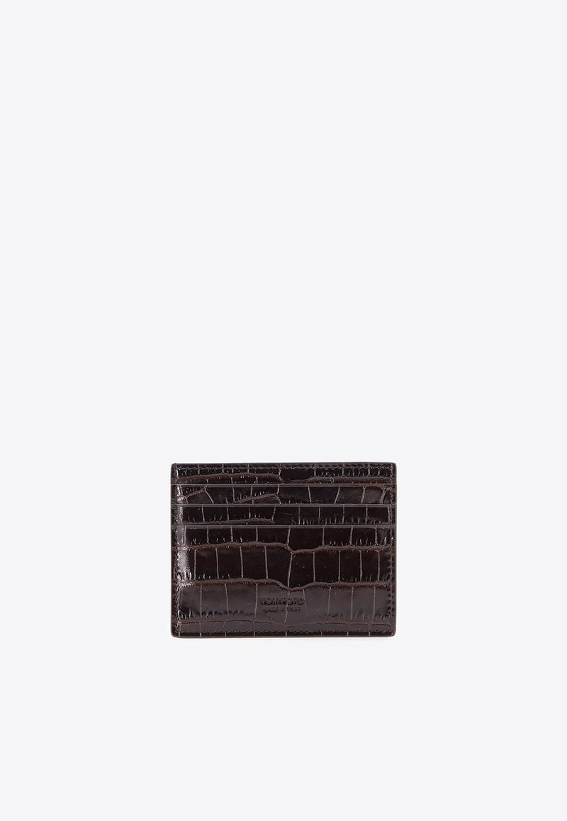 Tom Ford Croc-Embossed Leather Cardholder Brown Y0414LCL439S1B087_Brown_29847752