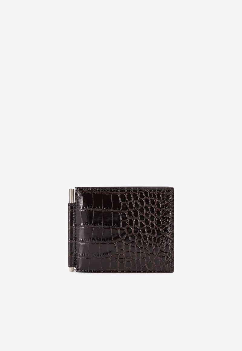 Tom Ford Croc-Embossed Leather Wallet with Money Clip Brown Y0412LCL439S1B087_Brown_29842040