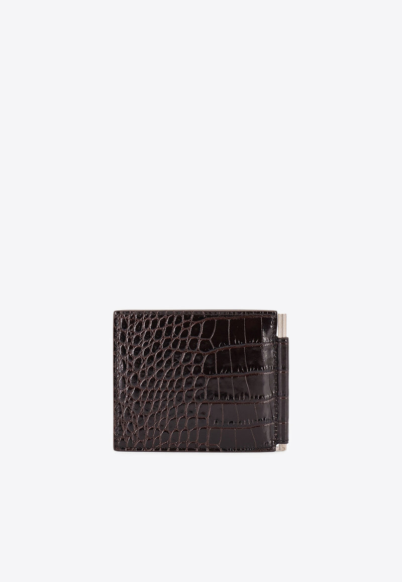 Tom Ford Croc-Embossed Leather Wallet with Money Clip Brown Y0412LCL439S1B087_Brown_29842040