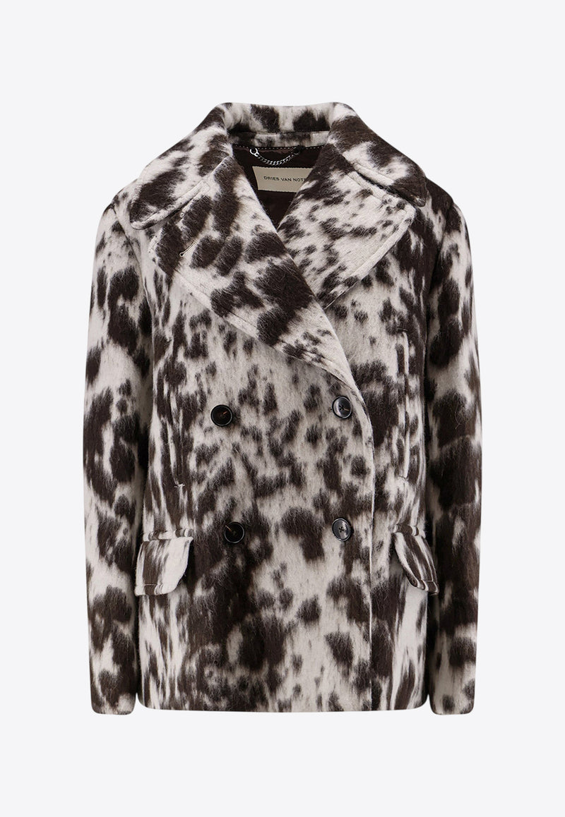 Dries Van Noten Double-Breasted Jacquard Alpaca Wool Blend Coat Brown 2520105402288703_Brown_29843517
