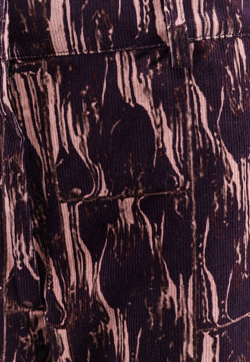 Dries Van Noten Paxy Printed Corduroy Pants Purple 2520109002331358_Purple_29842297