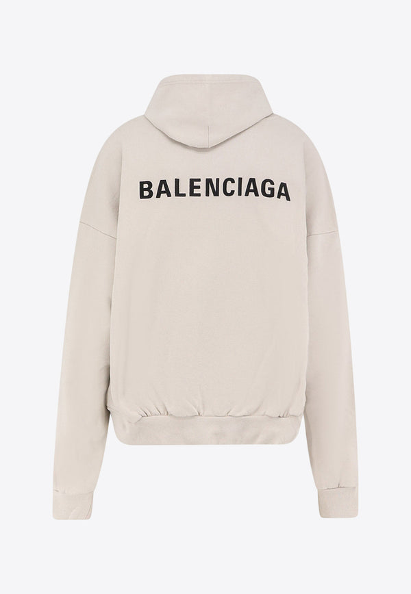 Balenciaga Logo Print Faded Hooded Sweatshirt Beige 827939TTVJ23307_OFF WHITE/BLACK_30005275