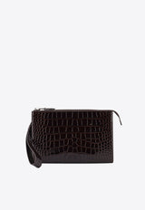 Tom Ford Croc-Embossed Leather Clutch Bag  Brown H0500LCL439S1B087_Brown_29840056