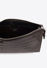 Tom Ford Croc-Embossed Leather Clutch Bag  Brown H0500LCL439S1B087_Brown_29840056