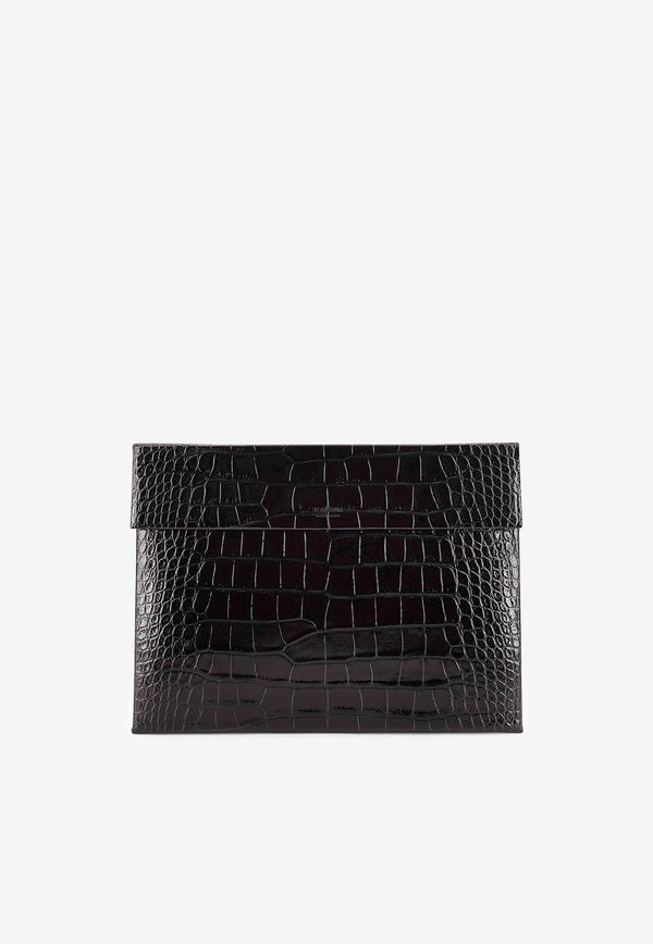 Tom Ford Document Holder in Croc-Embossed Leather Black H0692LCL439N1N001_Black_29838869