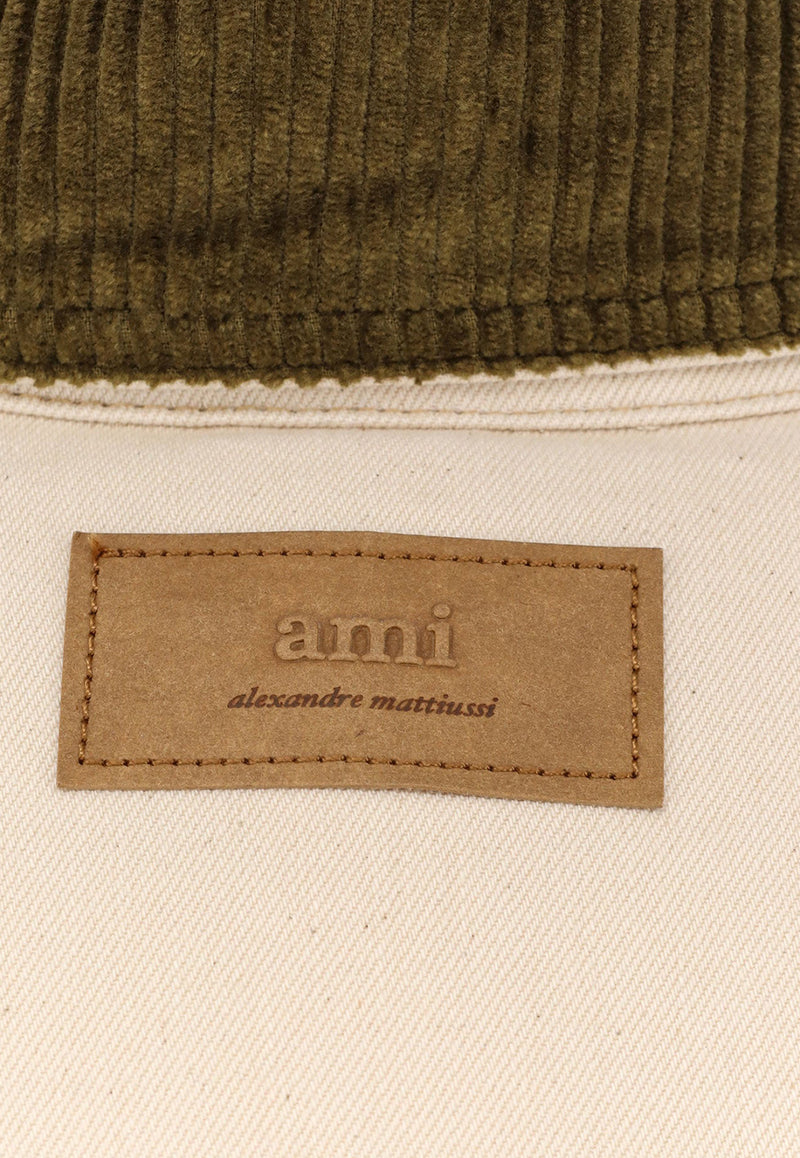 AMI PARIS Padded Denim Jacket Beige UJK834DE0106150_Beige_29843027